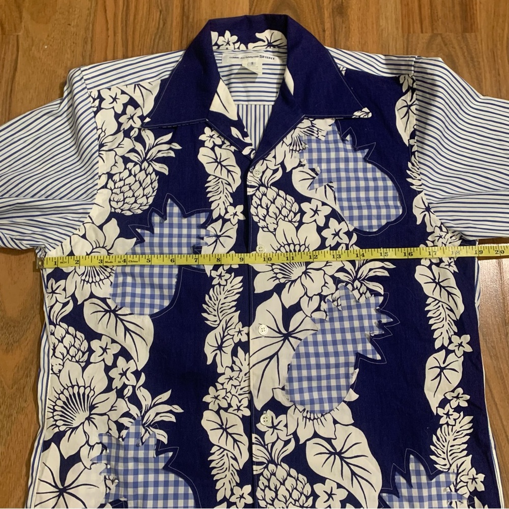 Comme des Garcons Floral Plaid Patchwork Pineapple Pattern Button Up Men’s Small - Picture 4 of 5